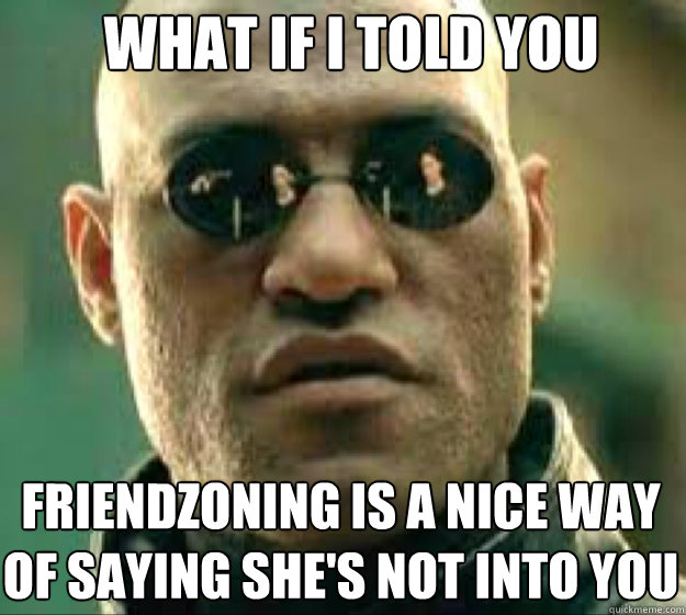 WHAT IF I TOLD YOU friendzoning is a nice way of saying she's not into you - Misc - quickmeme